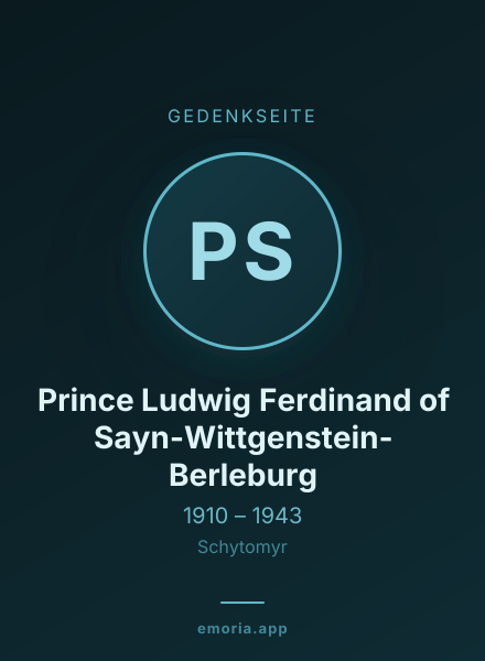 Gedenkportrait von Prince Ludwig Ferdinand of Sayn-Wittgenstein-Berleburg