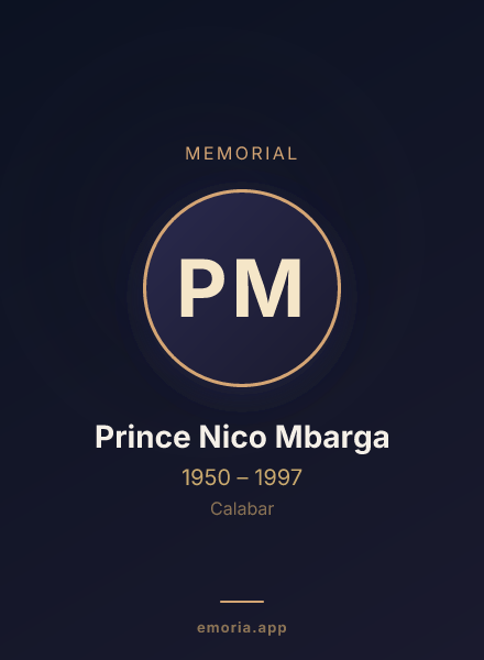 Memorial portrait of Prince Nico Mbarga