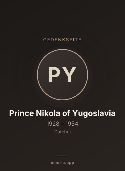 Gedenkportrait von Prince Nikola of Yugoslavia