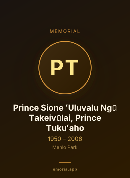 Memorial portrait of Prince Sione ʻUluvalu Ngū Takeivūlai, Prince Tukuʻaho