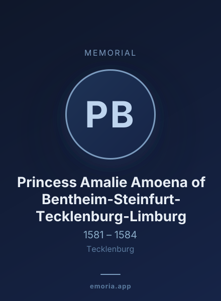 Memorial portrait of Princess Amalie Amoena of Bentheim-Steinfurt-Tecklenburg-Limburg