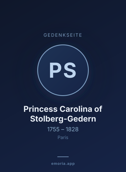 Gedenkportrait von Princess Carolina of Stolberg-Gedern