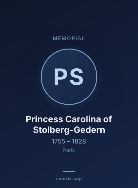 Memorial portrait of Princess Carolina of Stolberg-Gedern