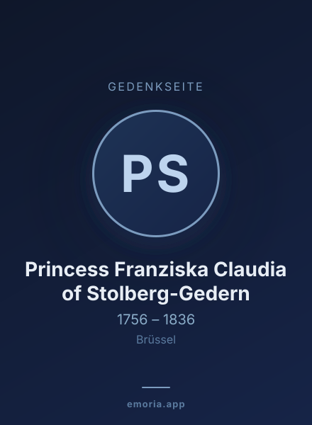 Gedenkportrait von Princess Franziska Claudia of Stolberg-Gedern