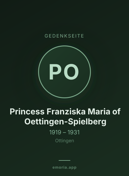 Gedenkportrait von Princess Franziska Maria of Oettingen-Spielberg