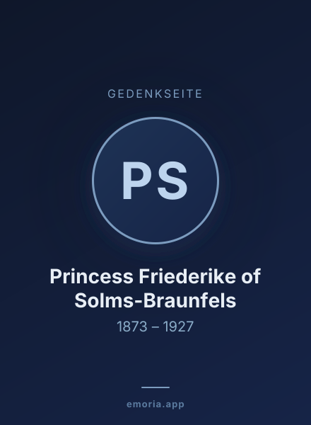 Gedenkportrait von Princess Friederike of Solms-Braunfels