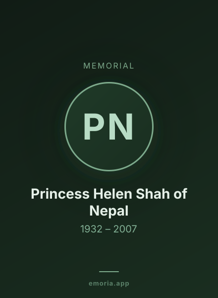 Memorial portrait of Princess Helen Shah of Nepal