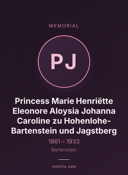 Memorial portrait of Princess Marie Henriëtte Eleonore Aloysia Johanna Caroline zu Hohenlohe-Bartenstein und Jagstberg