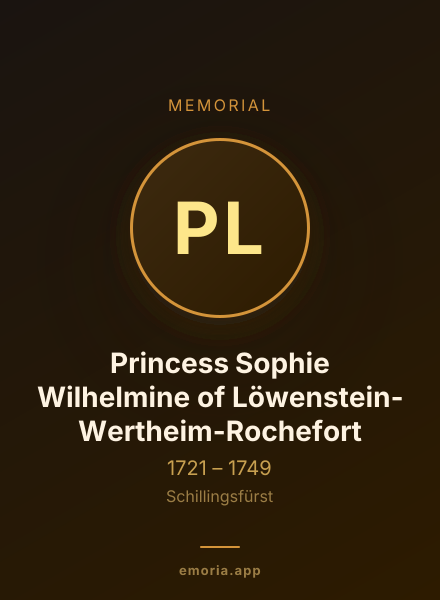 Memorial portrait of Princess Sophie Wilhelmine of Löwenstein-Wertheim-Rochefort