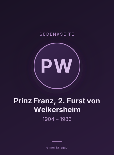 Gedenkportrait von Prinz Franz, 2. Furst von Weikersheim