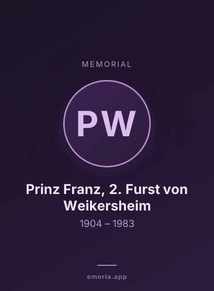 Memorial portrait of Prinz Franz, 2. Furst von Weikersheim