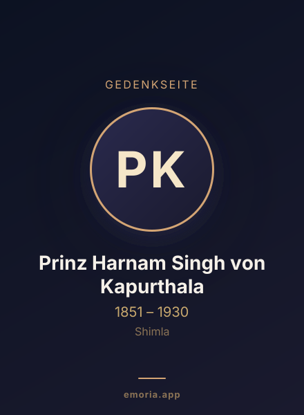 Gedenkportrait von Prinz Harnam Singh von Kapurthala
