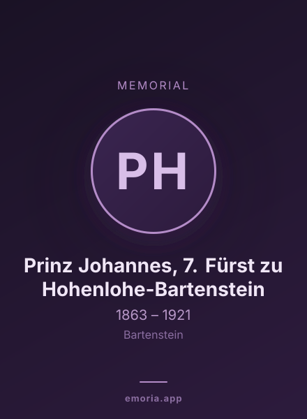 Memorial portrait of Prinz Johannes, 7. Fürst zu Hohenlohe-Bartenstein