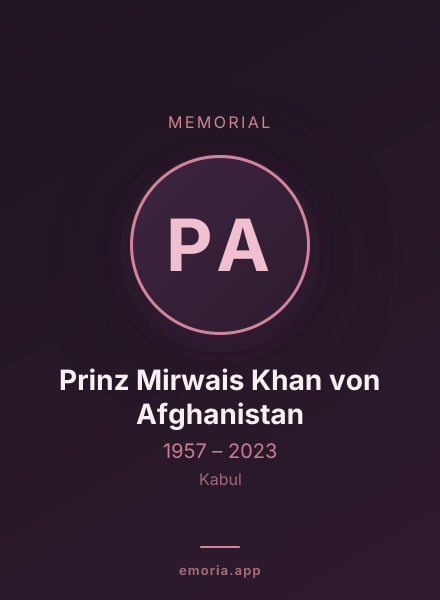 Memorial portrait of Prinz Mirwais Khan von Afghanistan