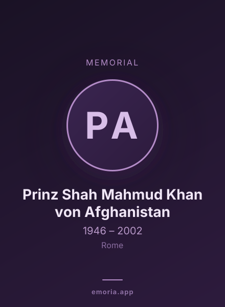 Memorial portrait of Prinz Shah Mahmud Khan von Afghanistan