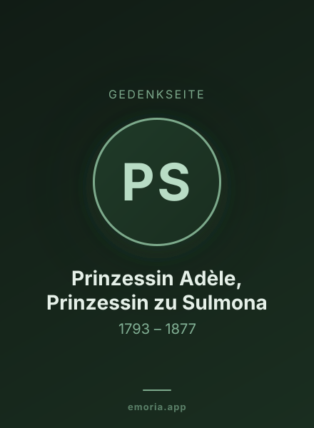 Gedenkportrait von Prinzessin Adèle, Prinzessin zu Sulmona