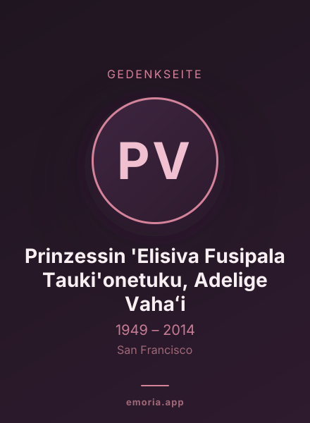 Gedenkportrait von Prinzessin 'Elisiva Fusipala Tauki'onetuku, Adelige Vahaʻi