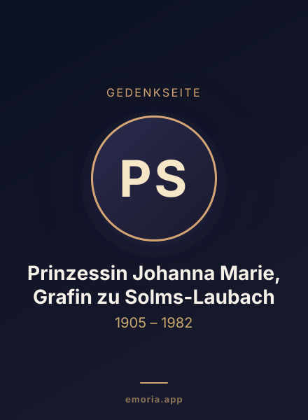 Gedenkportrait von Prinzessin Johanna Marie, Grafin zu Solms-Laubach