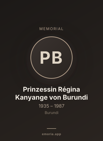 Memorial portrait of Prinzessin Régina Kanyange von Burundi