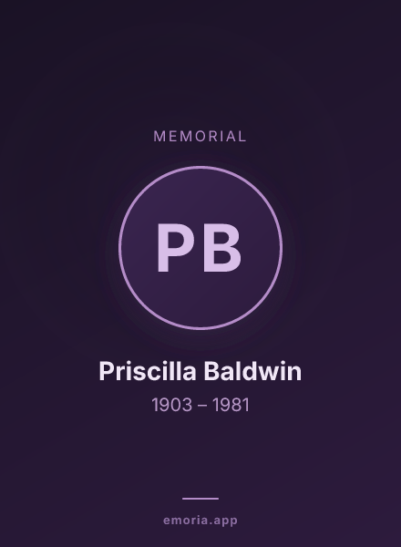 Memorial portrait of Priscilla Baldwin