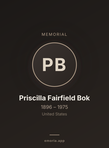 Memorial portrait of Priscilla Fairfield Bok