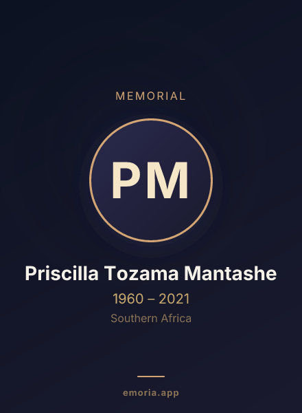 Memorial portrait of Priscilla Tozama Mantashe