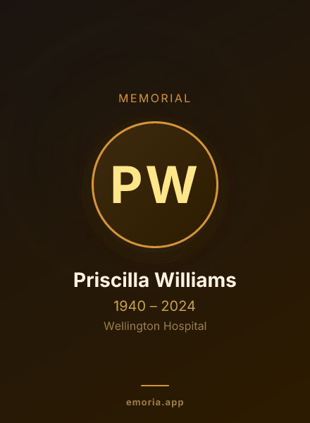 Memorial portrait of Priscilla Williams