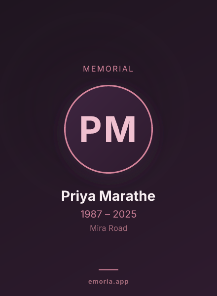 Memorial portrait of Priya Marathe