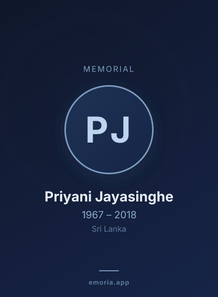 Memorial portrait of Priyani Jayasinghe