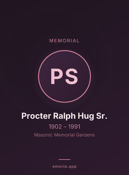 Memorial portrait of Procter Ralph Hug Sr.