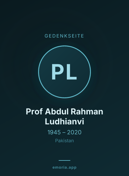 Gedenkportrait von Prof Abdul Rahman Ludhianvi