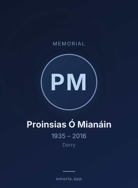 Memorial portrait of Proinsias Ó Mianáin