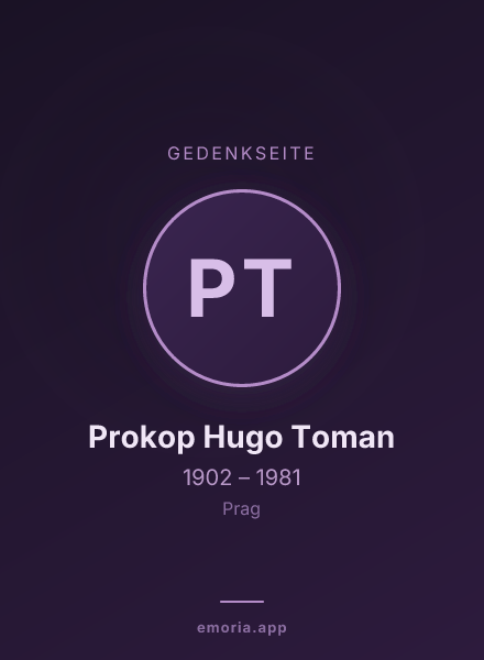 Gedenkportrait von Prokop Hugo Toman