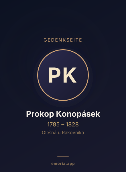 Gedenkportrait von Prokop Konopásek