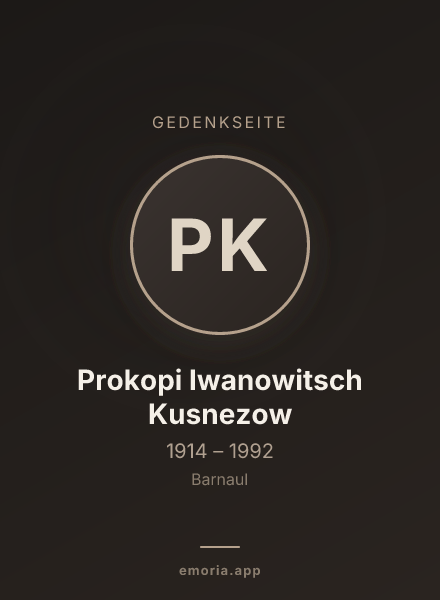 Gedenkportrait von Prokopi Iwanowitsch Kusnezow