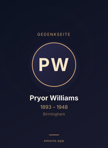 Gedenkportrait von Pryor Williams