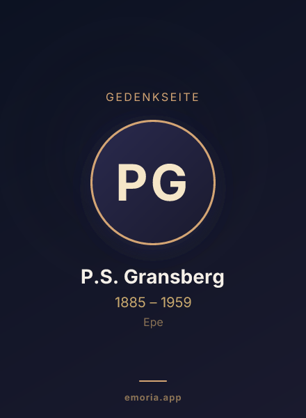 Gedenkportrait von P.S. Gransberg