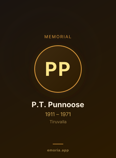Memorial portrait of P.T. Punnoose