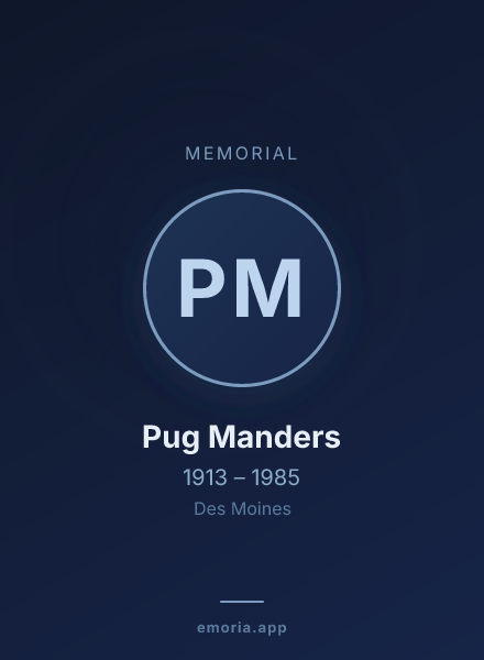 Memorial portrait of Pug Manders