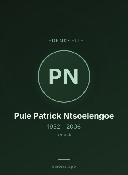 Gedenkportrait von Pule Patrick Ntsoelengoe