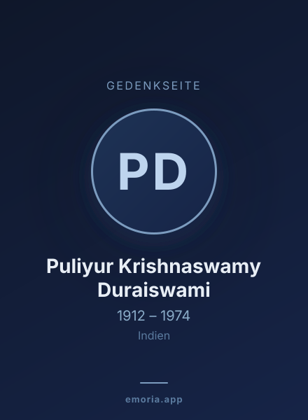 Gedenkportrait von Puliyur Krishnaswamy Duraiswami