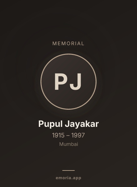 Memorial portrait of Pupul Jayakar