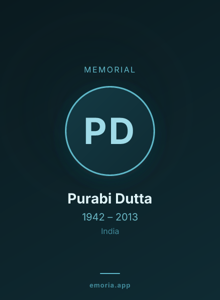 Memorial portrait of Purabi Dutta