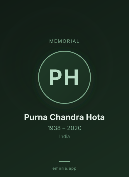 Memorial portrait of Purna Chandra Hota