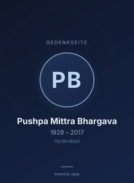 Gedenkportrait von Pushpa Mittra Bhargava