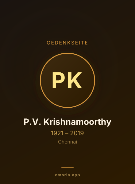 Gedenkportrait von P.V. Krishnamoorthy