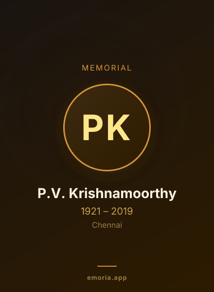 Memorial portrait of P.V. Krishnamoorthy