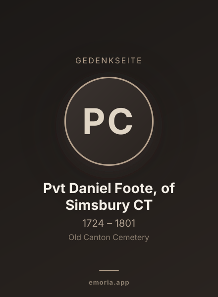 Gedenkportrait von Pvt Daniel Foote, of Simsbury CT