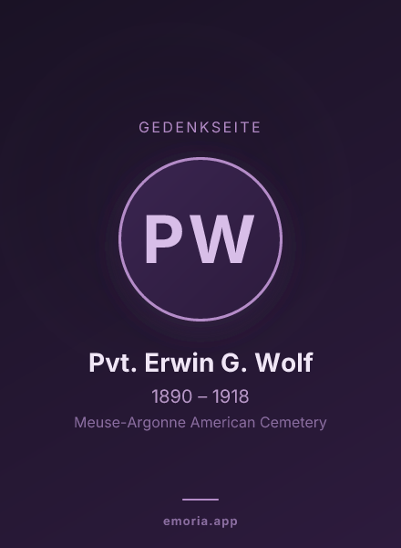 Gedenkportrait von Pvt. Erwin G. Wolf