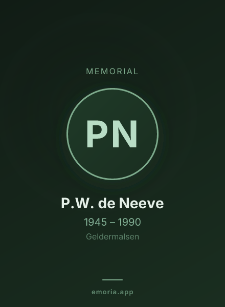 Memorial portrait of P.W. de Neeve